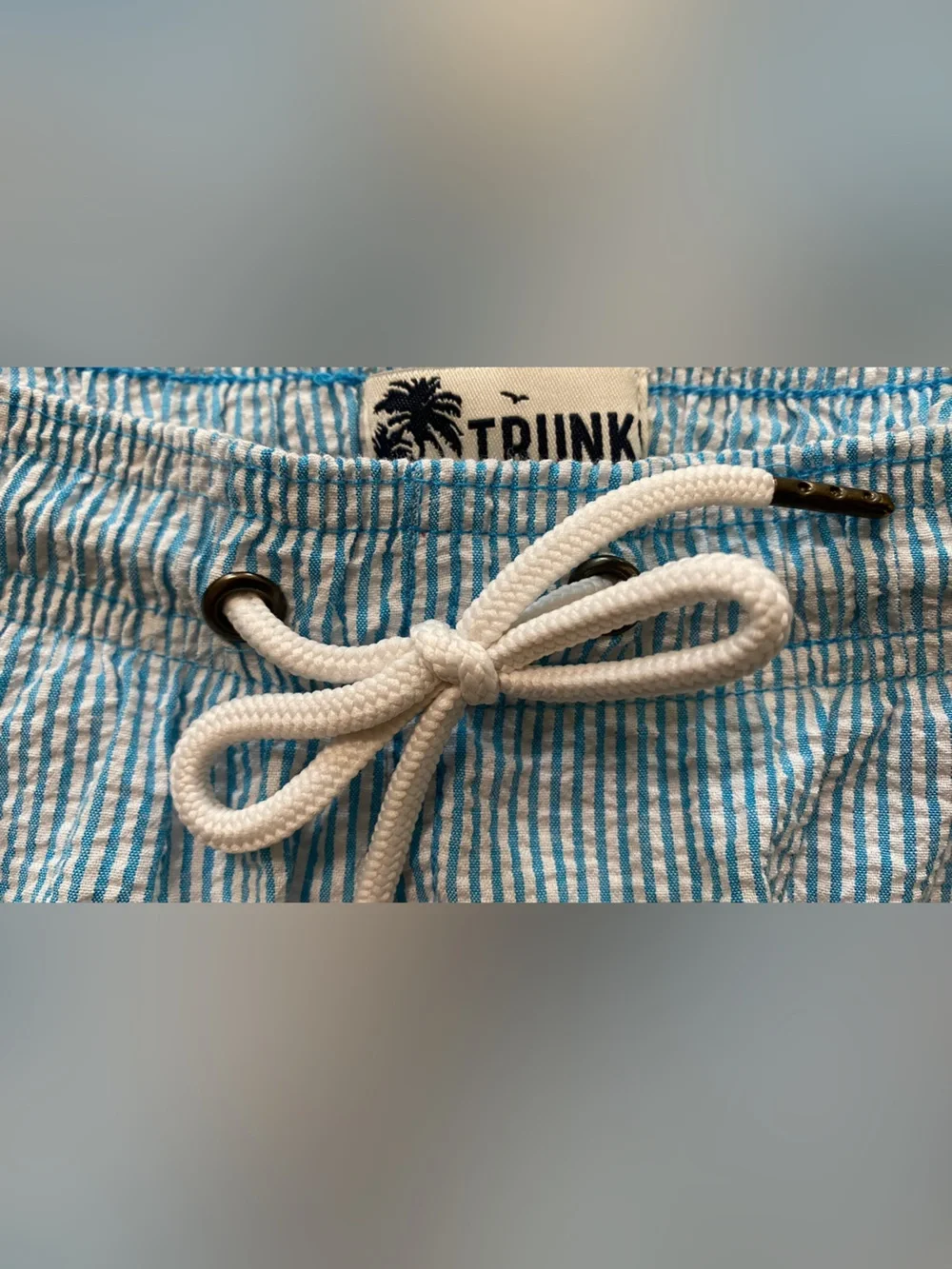 Trunks surf and swim company NWOT white, and turquoise blue stripes